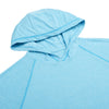 Close-up of the hood of the Marsh Hoodie in sea island blue color.