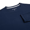 Close-up of The Surfside Longsleeve Tee scoop neck in Beaufain Blue color.