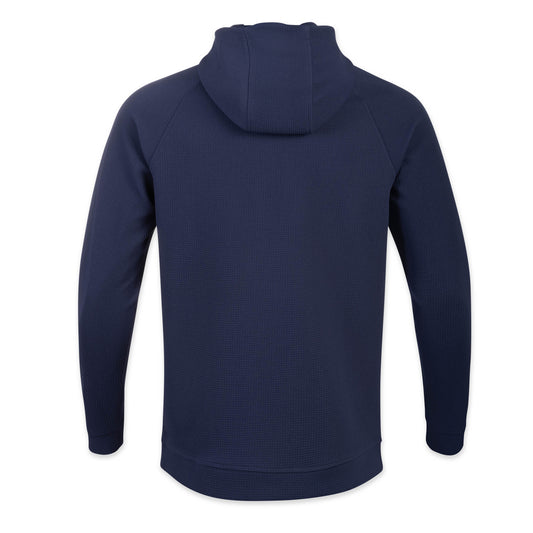 Back view of the Horizon Hoodie in Beaufain Blue