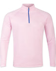 The Seabrook Performance 1/4 Zip in Mills Pink shown from the front.