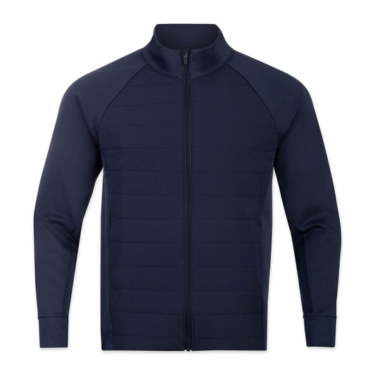The Traveler Jacket in Beaufain Blue, shown from the front.