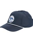 The Crown Hat by Harlestons, made with stretch nylon fabric for added comfort in Navy color